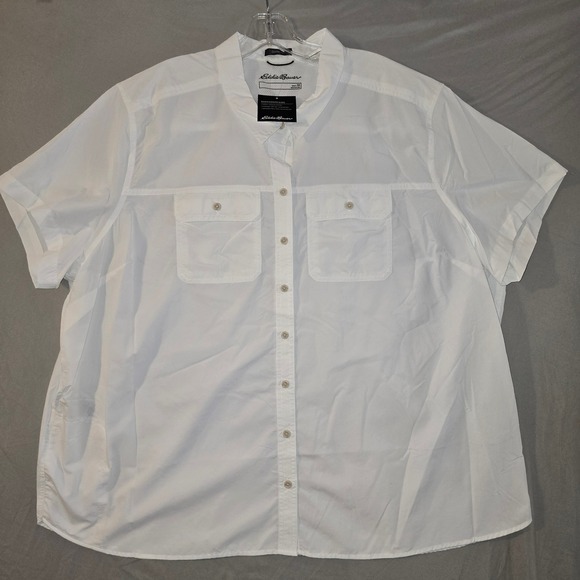 Eddie Bauer Tops - Eddie Bauer Mountain Ripstop Shirt 3X Womens White Short Sleeve UPF 50+ 3732